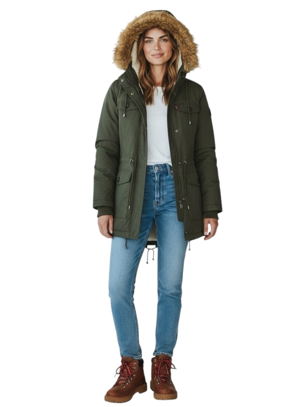 LEVI’s Hooded Parka w/ Faux Fur Trim in Olive Green Size Small — SUPER WARM!!! - Picture 15 of 15